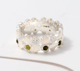 Connemara Marble Sterling Silver Shamrock Band Ring, Size 6